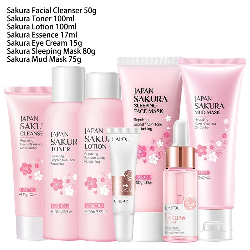 Sakura Complete 9-Piece Skincare Set — Cleansing, Hydration & Sun Protection