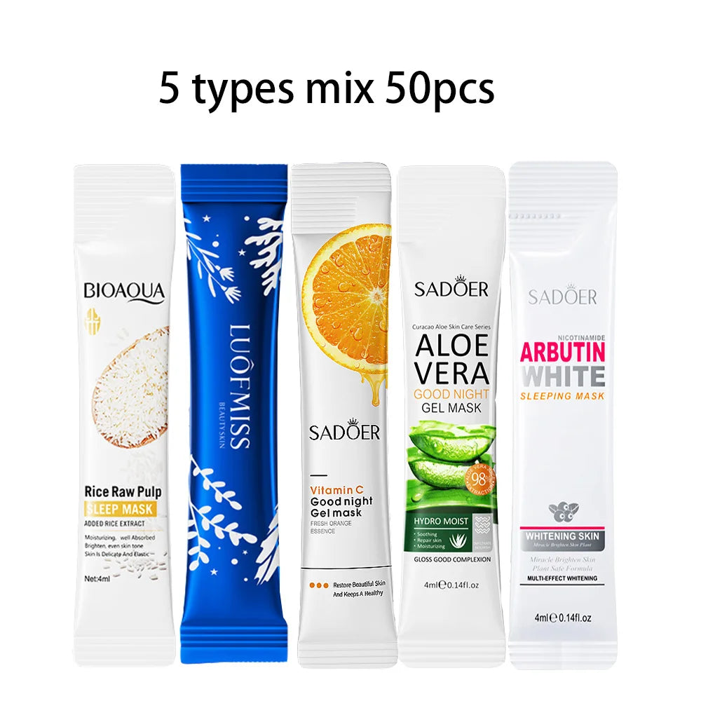 BIOAQUA Rice Sleeping Masks — Hydrating & Collagen Facial Masks (50 or 100 pcs)