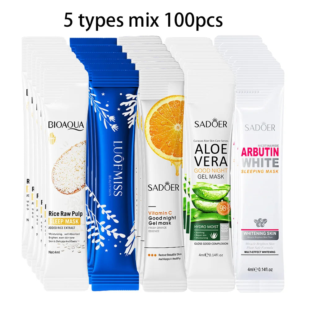 BIOAQUA Rice Sleeping Masks — Hydrating & Collagen Facial Masks (50 or 100 pcs)