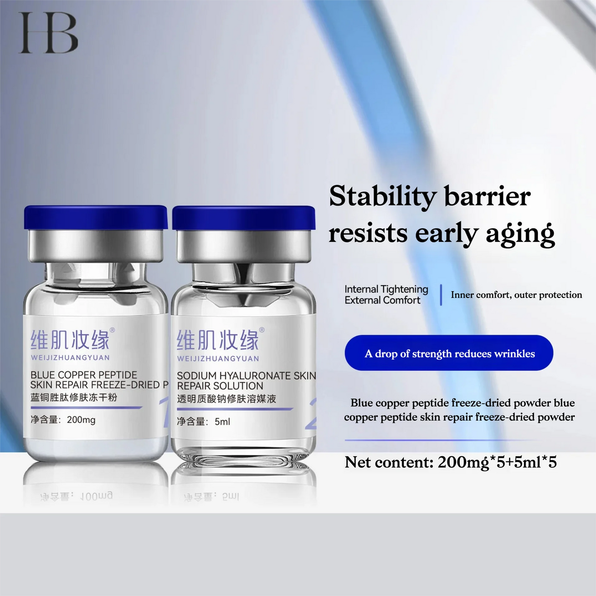 Blue Copper Peptide GHK-CU — Anti-aging Lyophilized Powder Serum
