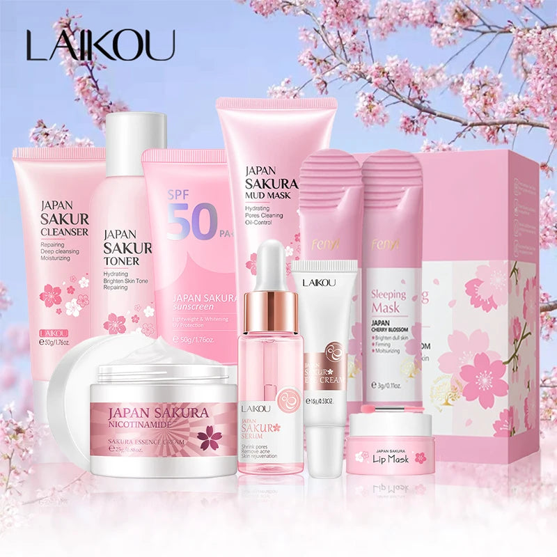Sakura Complete 9-Piece Skincare Set — Cleansing, Hydration & Sun Protection