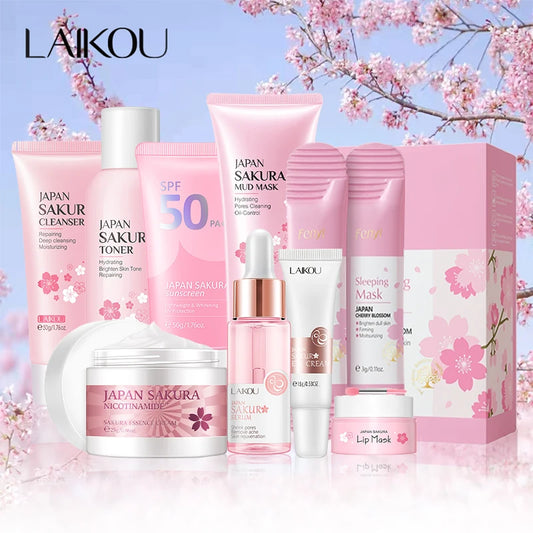 Sakura Complete 9-Piece Skincare Set — Cleansing, Hydration & Sun Protection