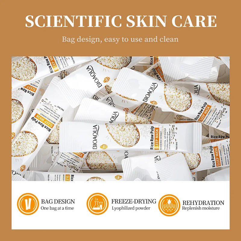 Máscara Noturna Rejuvenescedora de Arroz Bioaqua — Clareamento e Hidratação