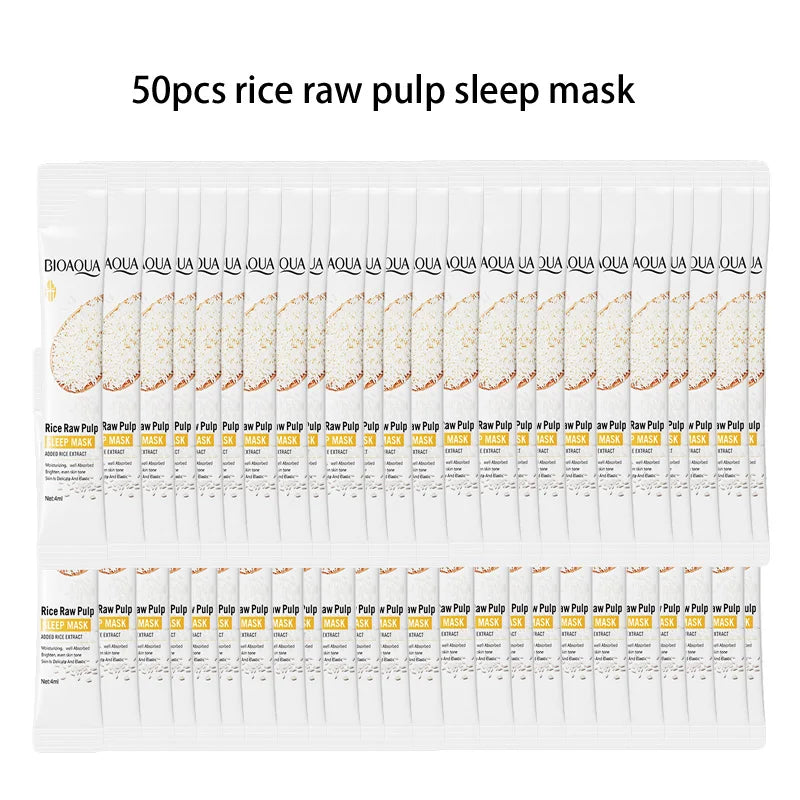 BIOAQUA Rice Sleeping Masks — Hydrating & Collagen Facial Masks (50 or 100 pcs)
