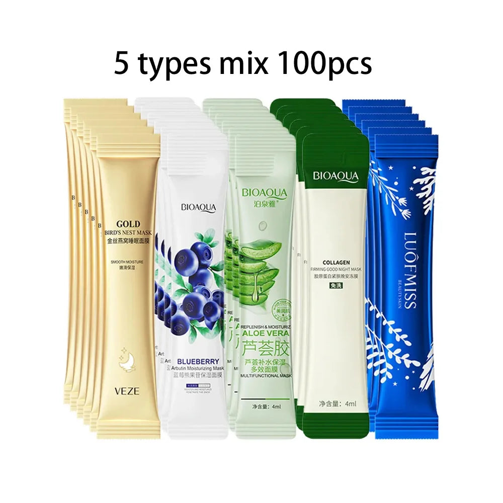 BIOAQUA Rice Sleeping Masks — Hydrating & Collagen Facial Masks (50 or 100 pcs)