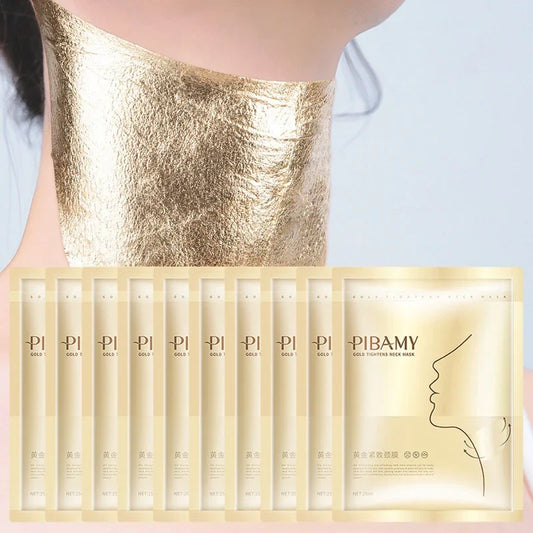 Gold Neck Masks — Anti-Wrinkle & Hydrating Treatment (10 Pieces)